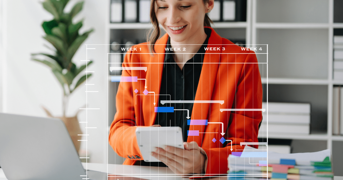 Home office with digital time management tools displayed on devices.